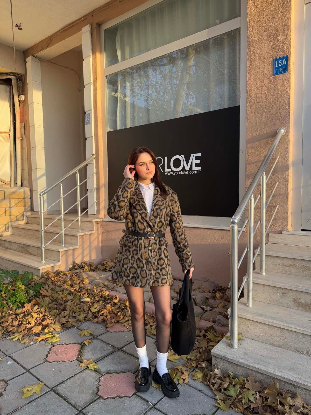 Flamenko Leopar Blazer Ceket