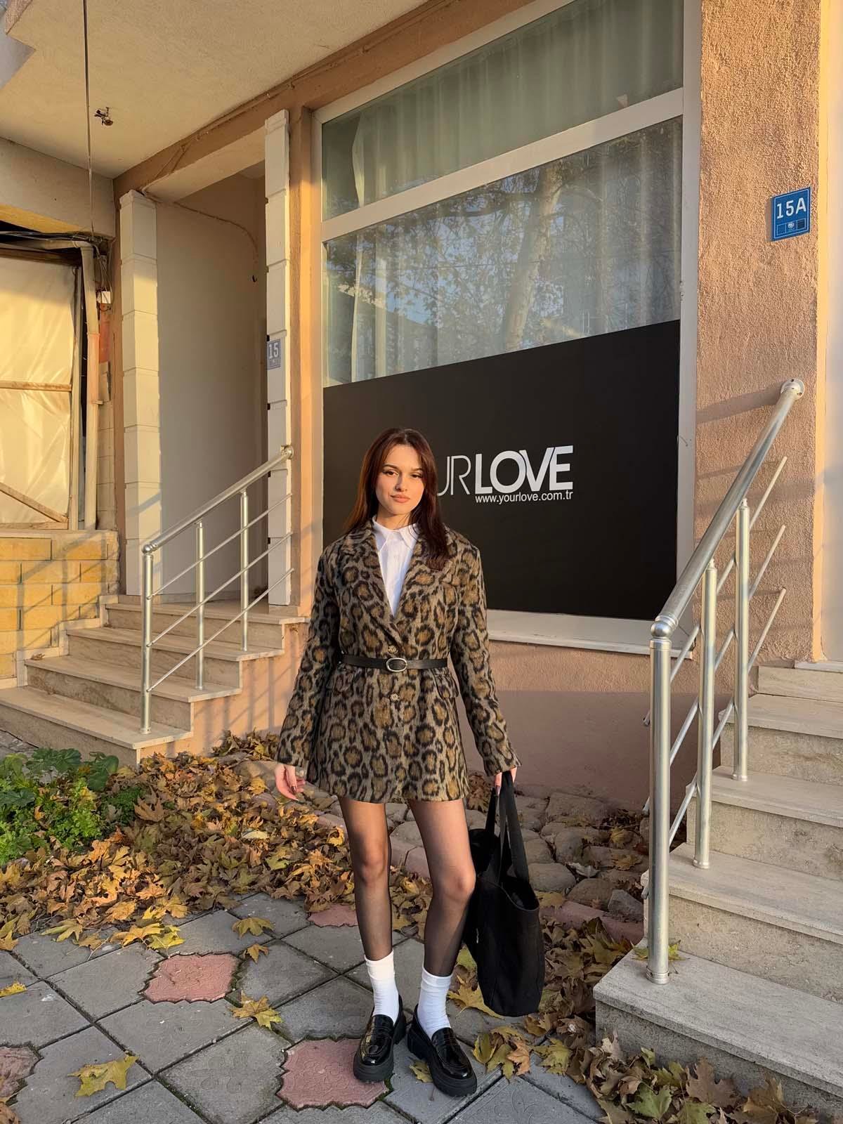 Flamenko Leopar Blazer Ceket