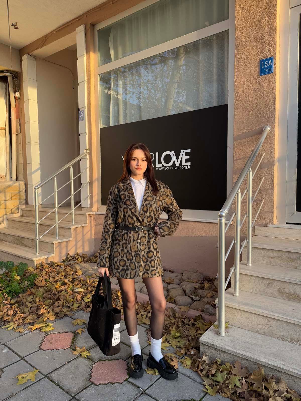 Flamenko Leopar Blazer Ceket