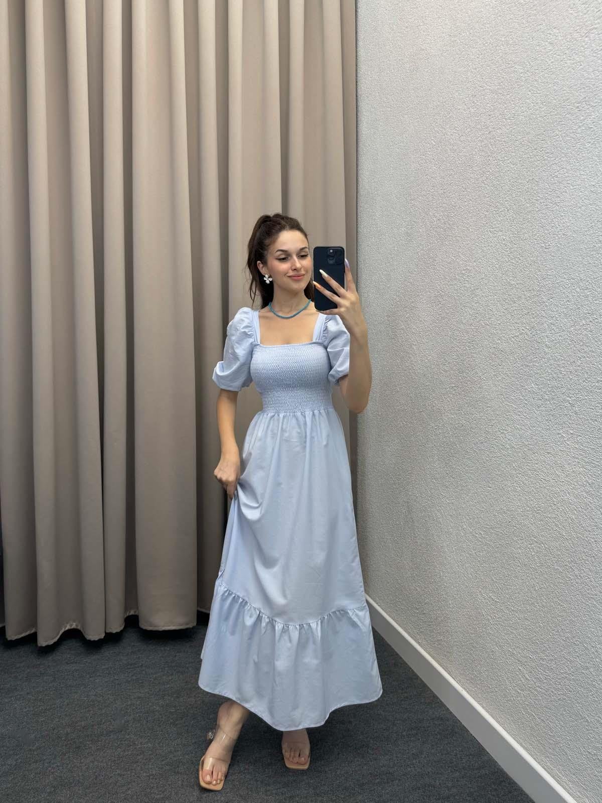 Foas Bebe Mavi Poplin Elbise