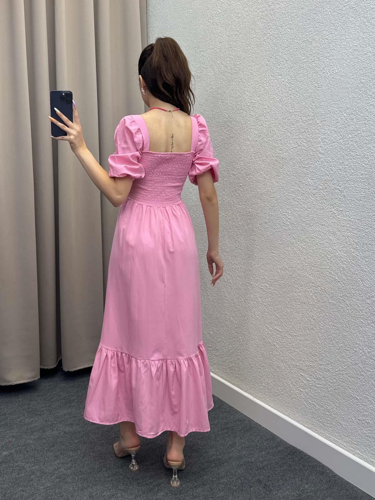 Foas Pembe Poplin Elbise