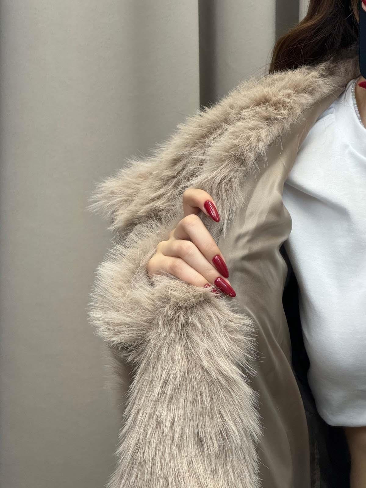 Foggia Şal Yaka Krem Kürk Ceket