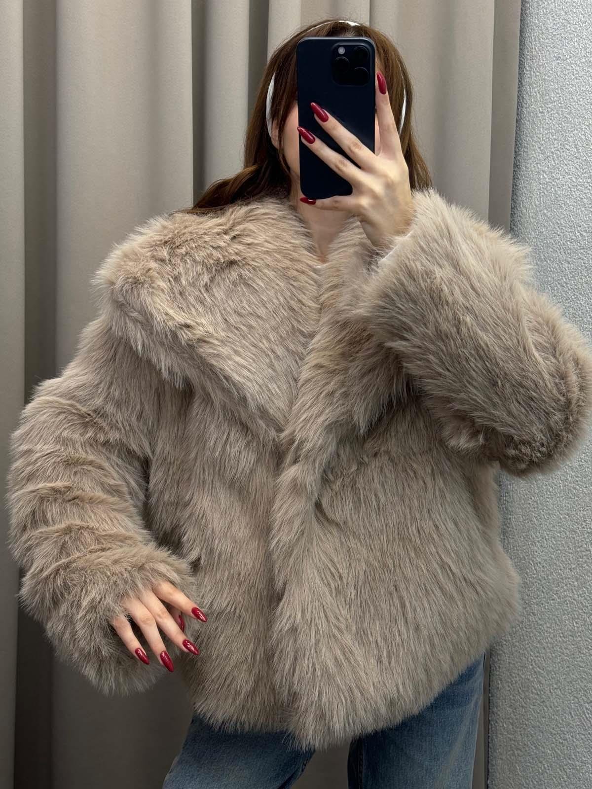 Foggia Şal Yaka Krem Kürk Ceket