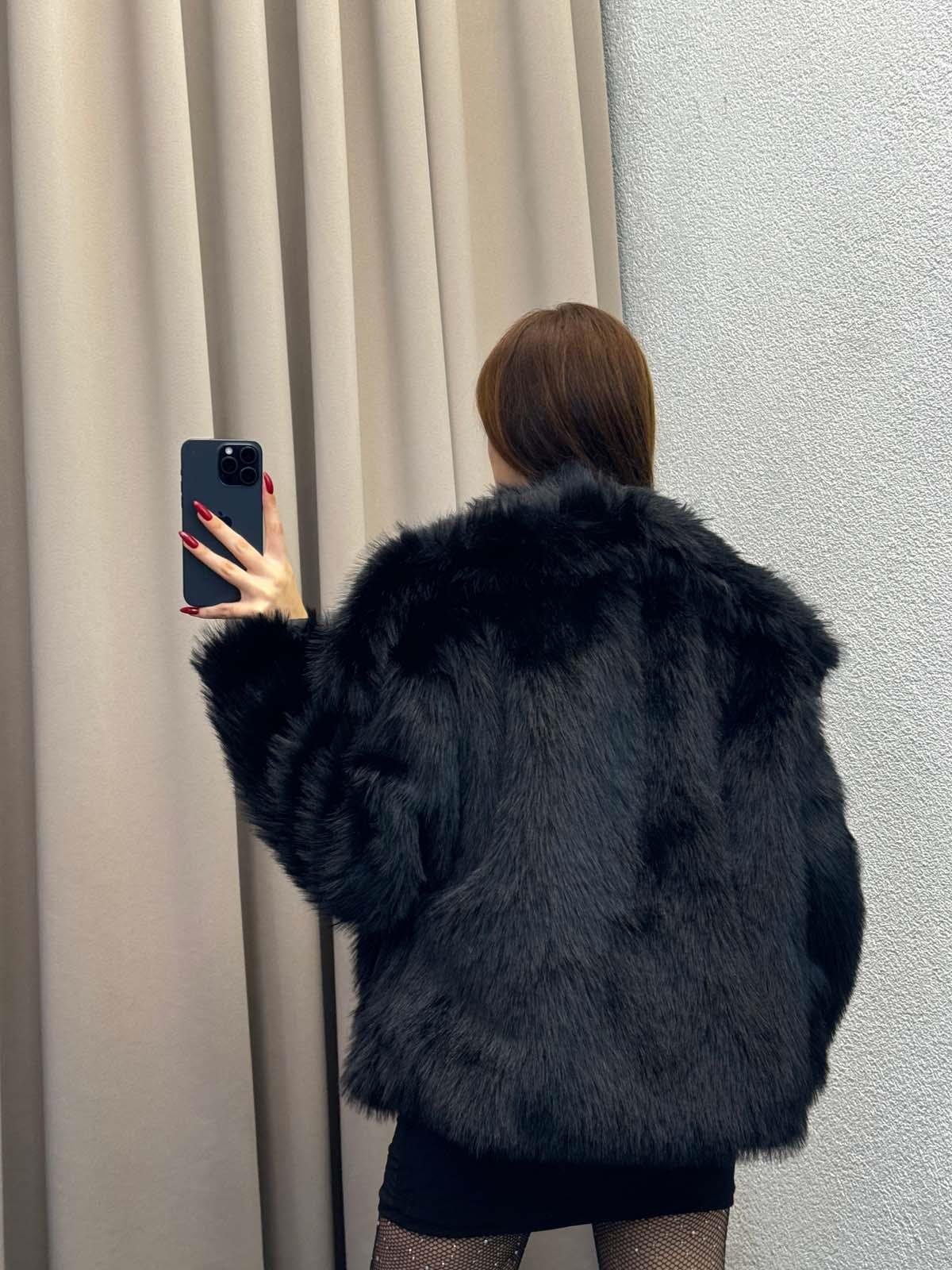 Foggia Şal Yaka Siyah Kürk Ceket