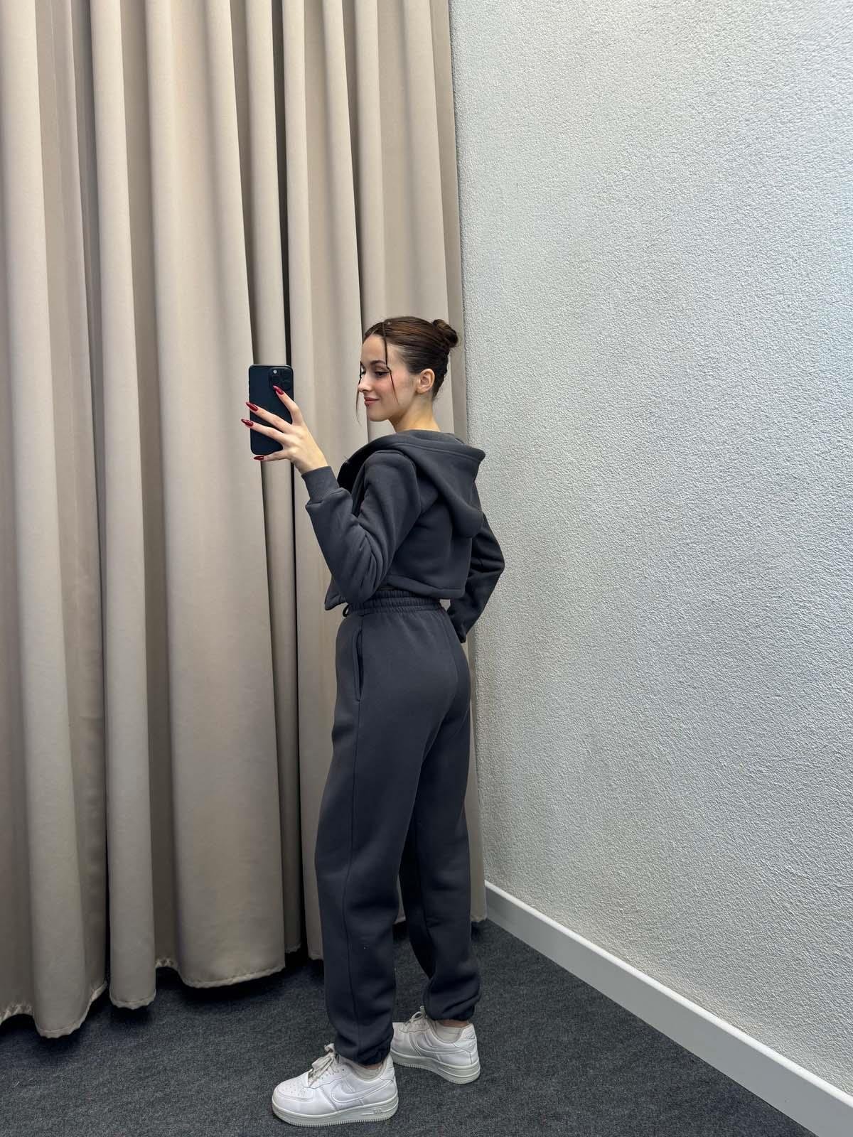 Girdle Üç İplik Şardonlu Füme Eşofman Takımı