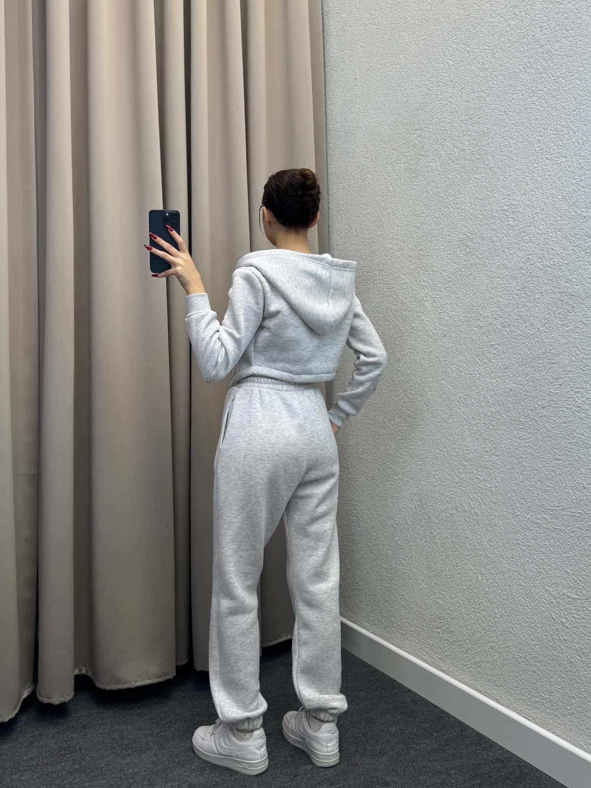 Girdle Üç İplik Şardonlu Gri Eşofman Takımı