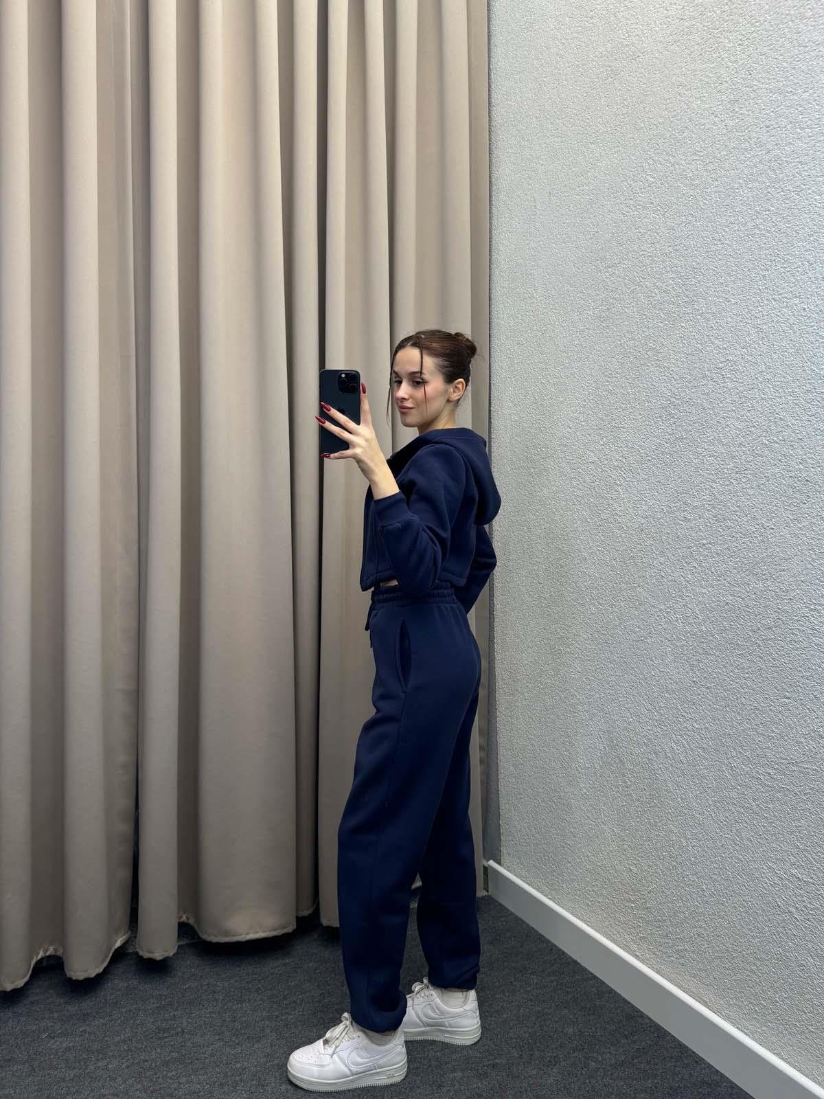 Girdle Üç İplik Şardonlu Lacivert Eşofman Takımı