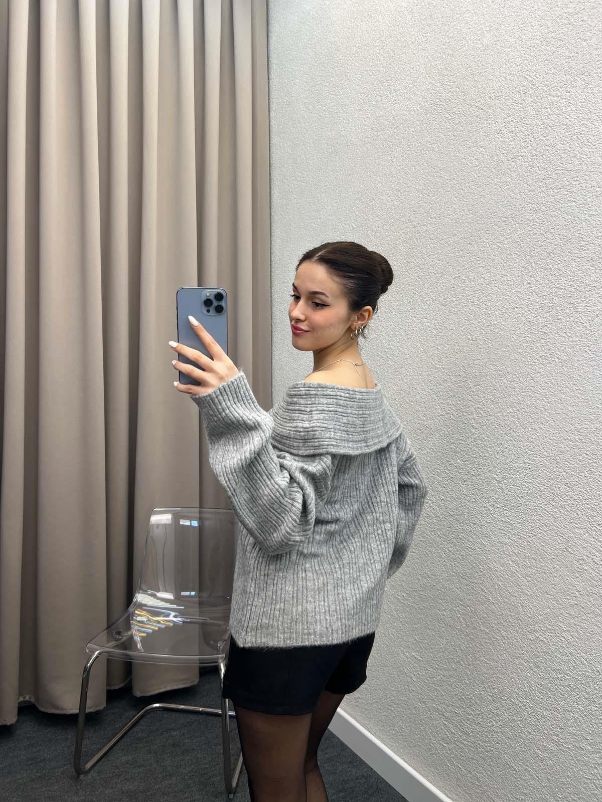 Gravity Gri Triko Oversize Kazak