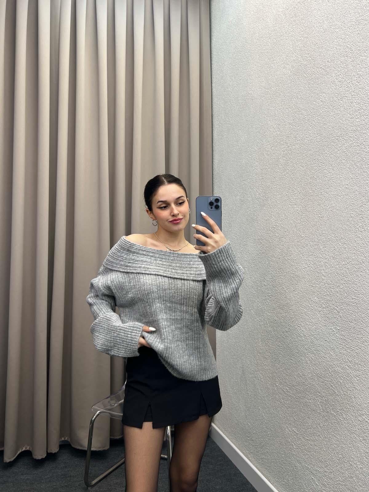 Gravity Gri Triko Oversize Kazak