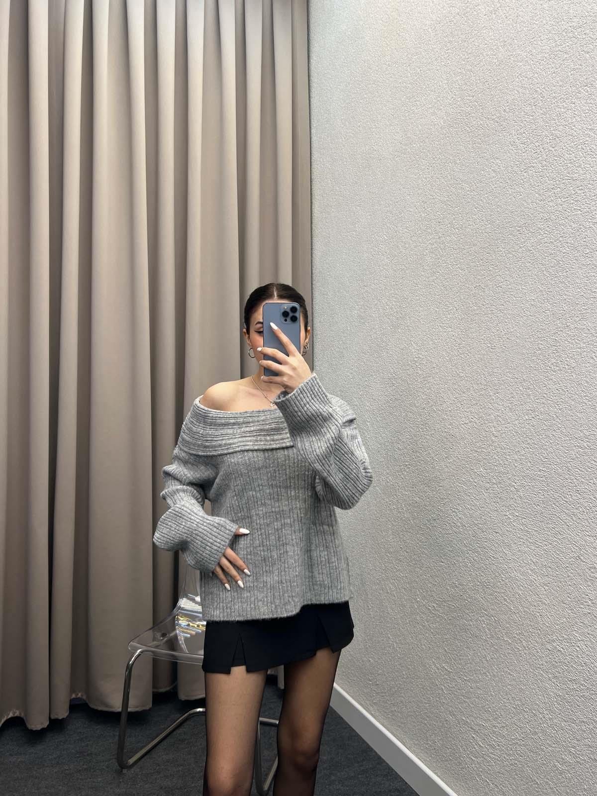 Gravity Gri Triko Oversize Kazak