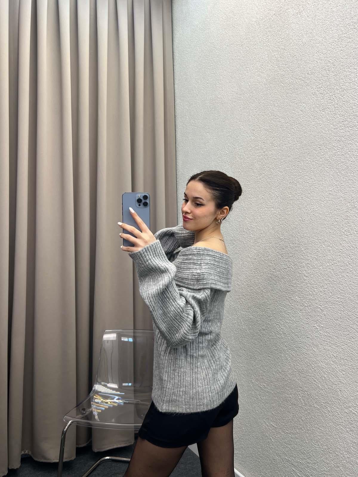 Gravity Gri Triko Oversize Kazak