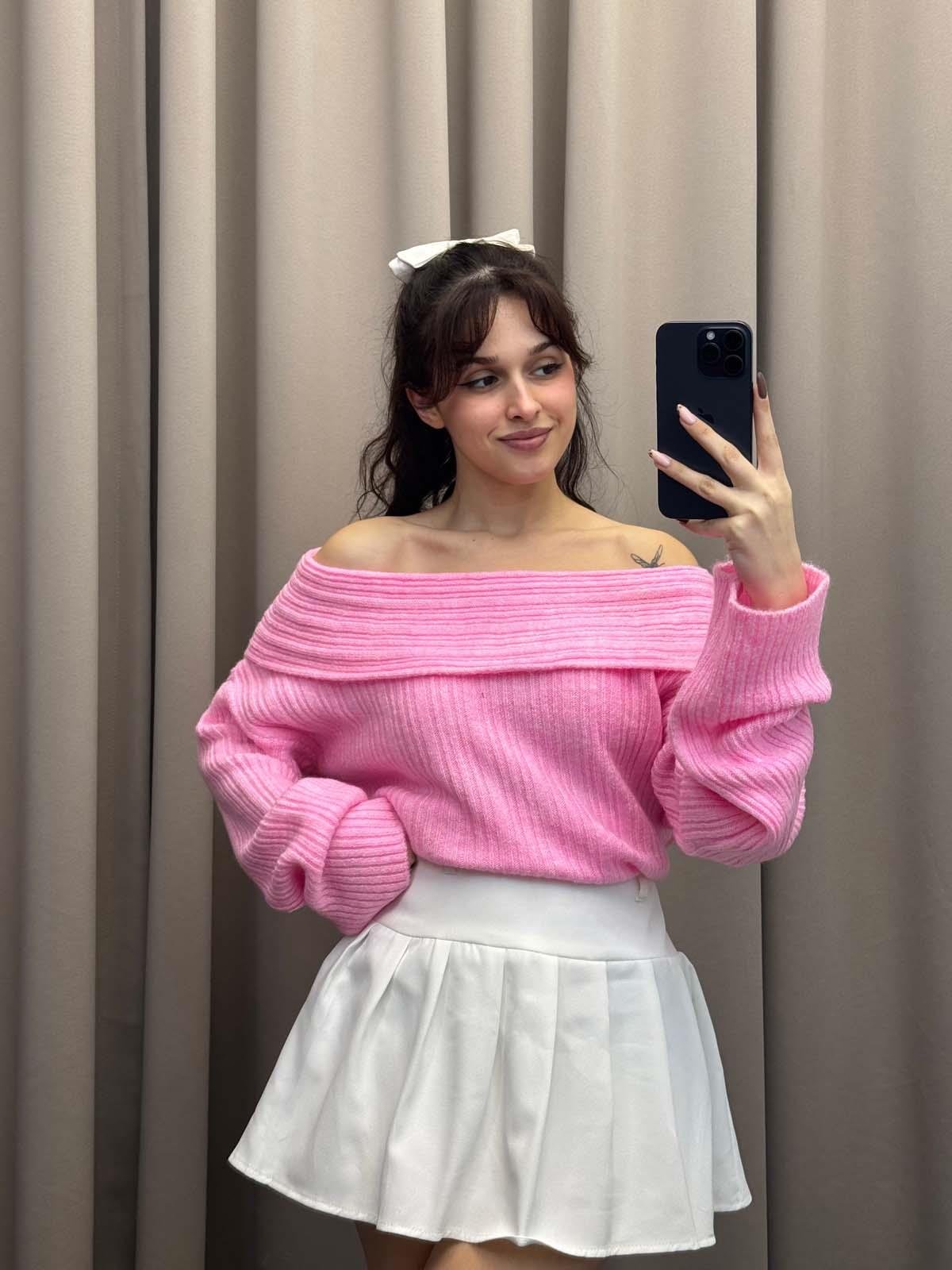 Gravity Pembe Oversize Triko Kazak