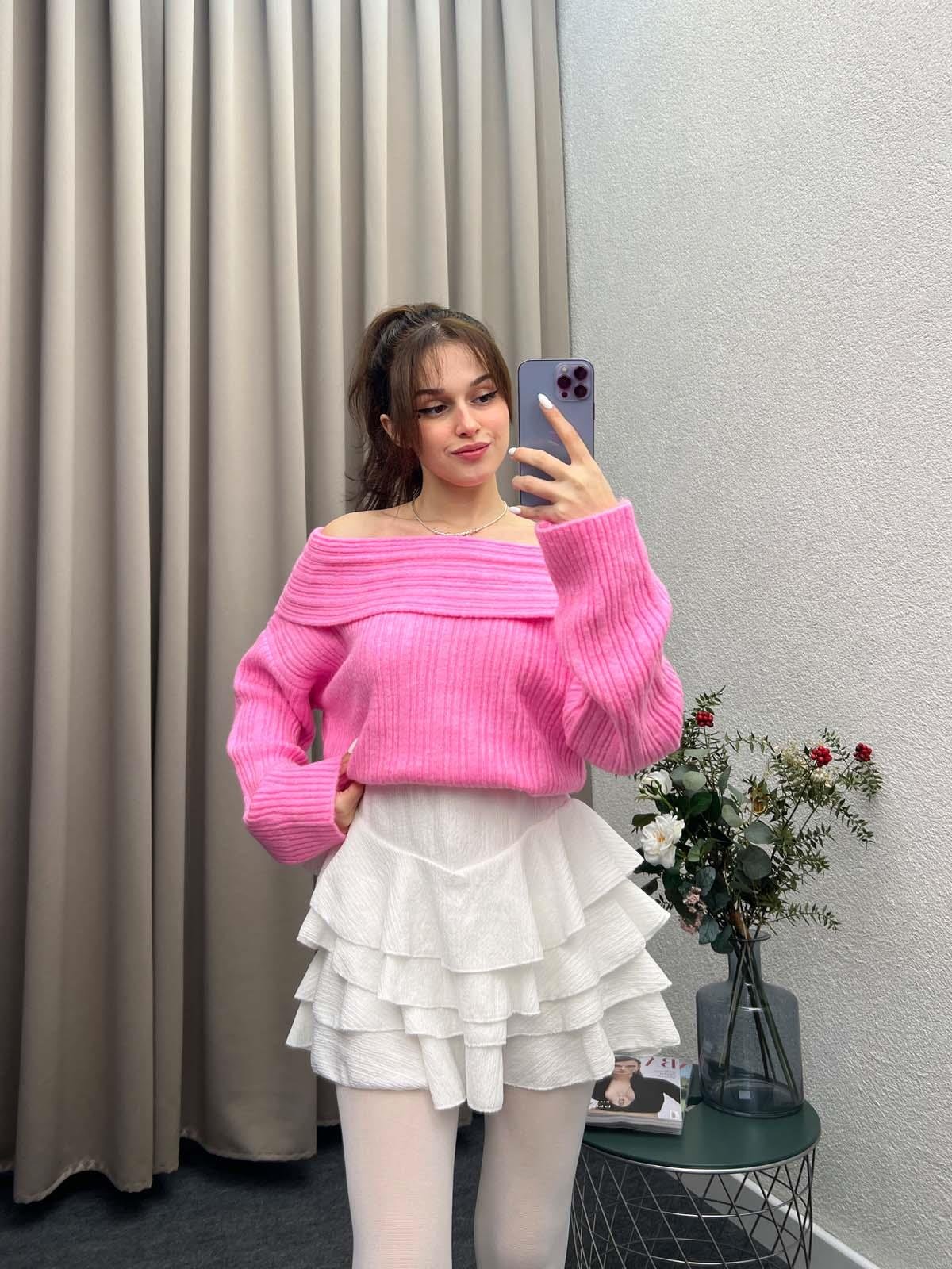 Gravity Pembe Triko Oversize Kazak