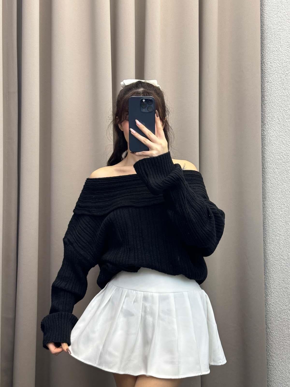 Gravity Siyah Oversize Triko Kazak