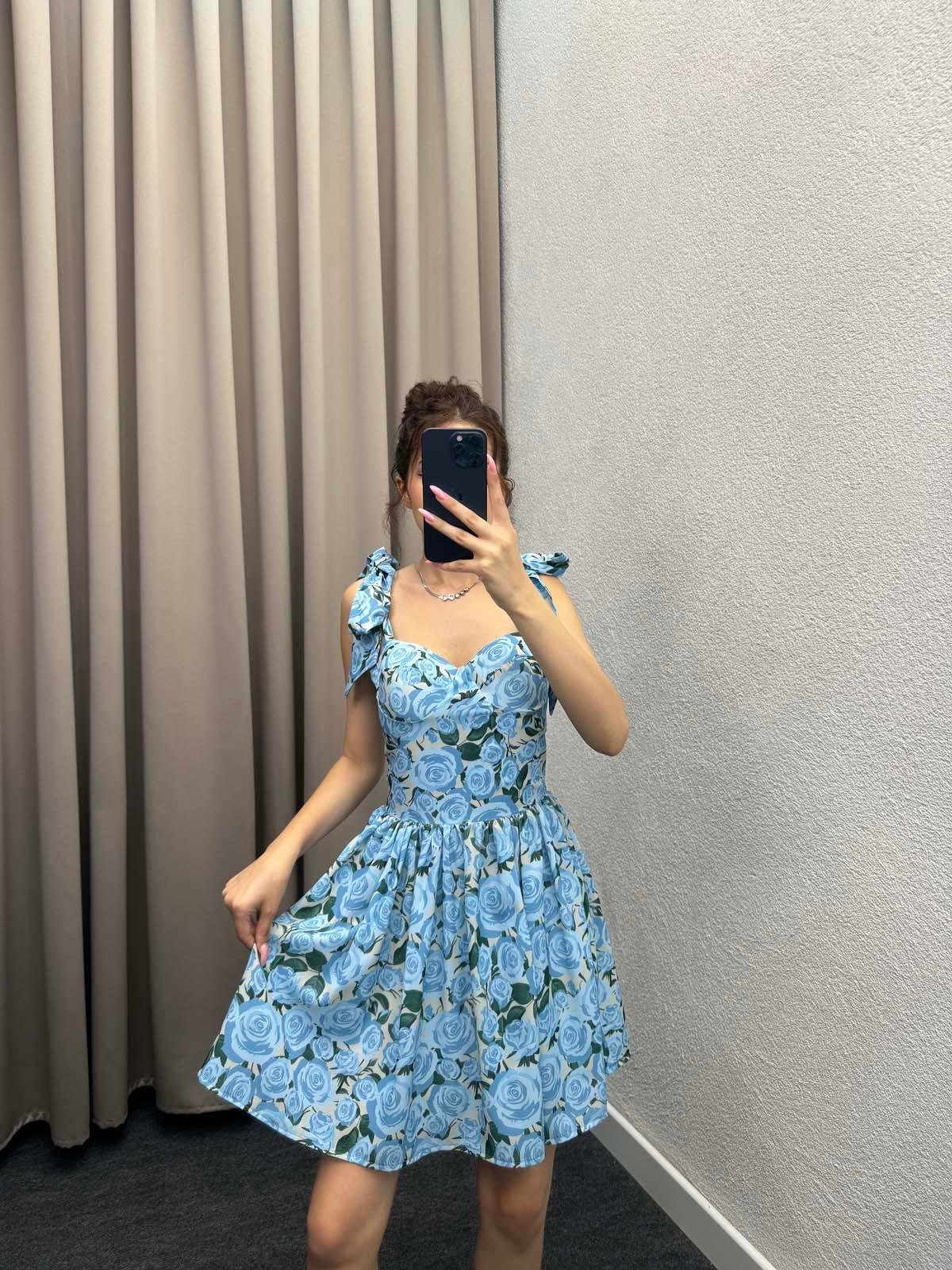 Güllü Mavi Bani Elbise