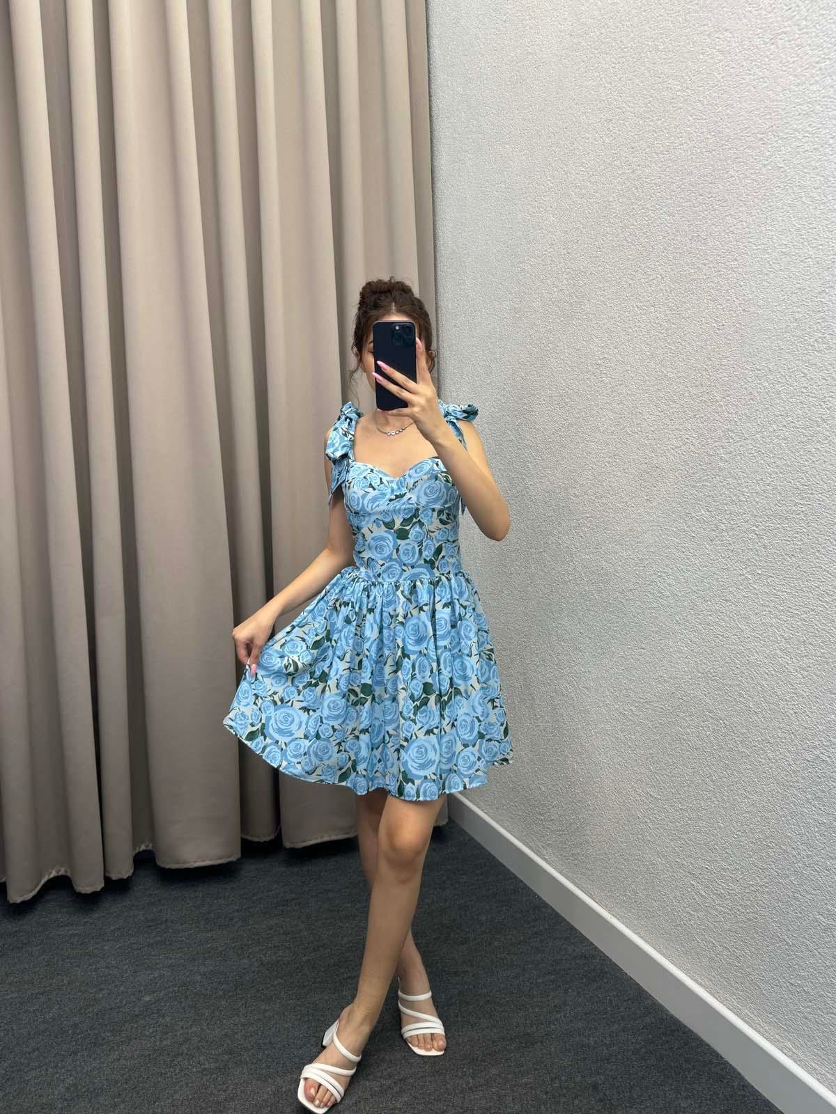 Güllü Mavi Bani Elbise