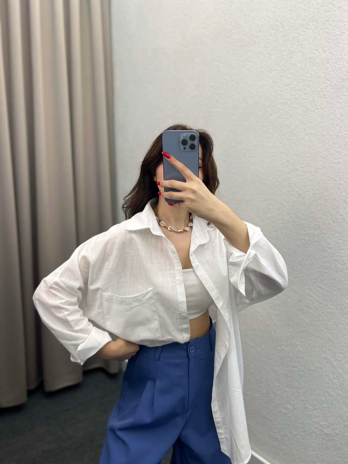 Ham Keten Beyaz Gömlek