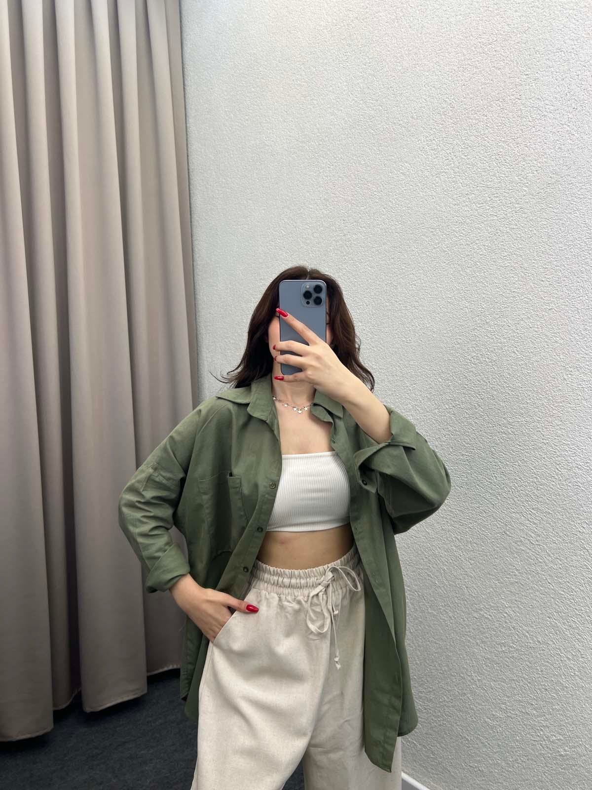 Ham Keten Haki Gömlek