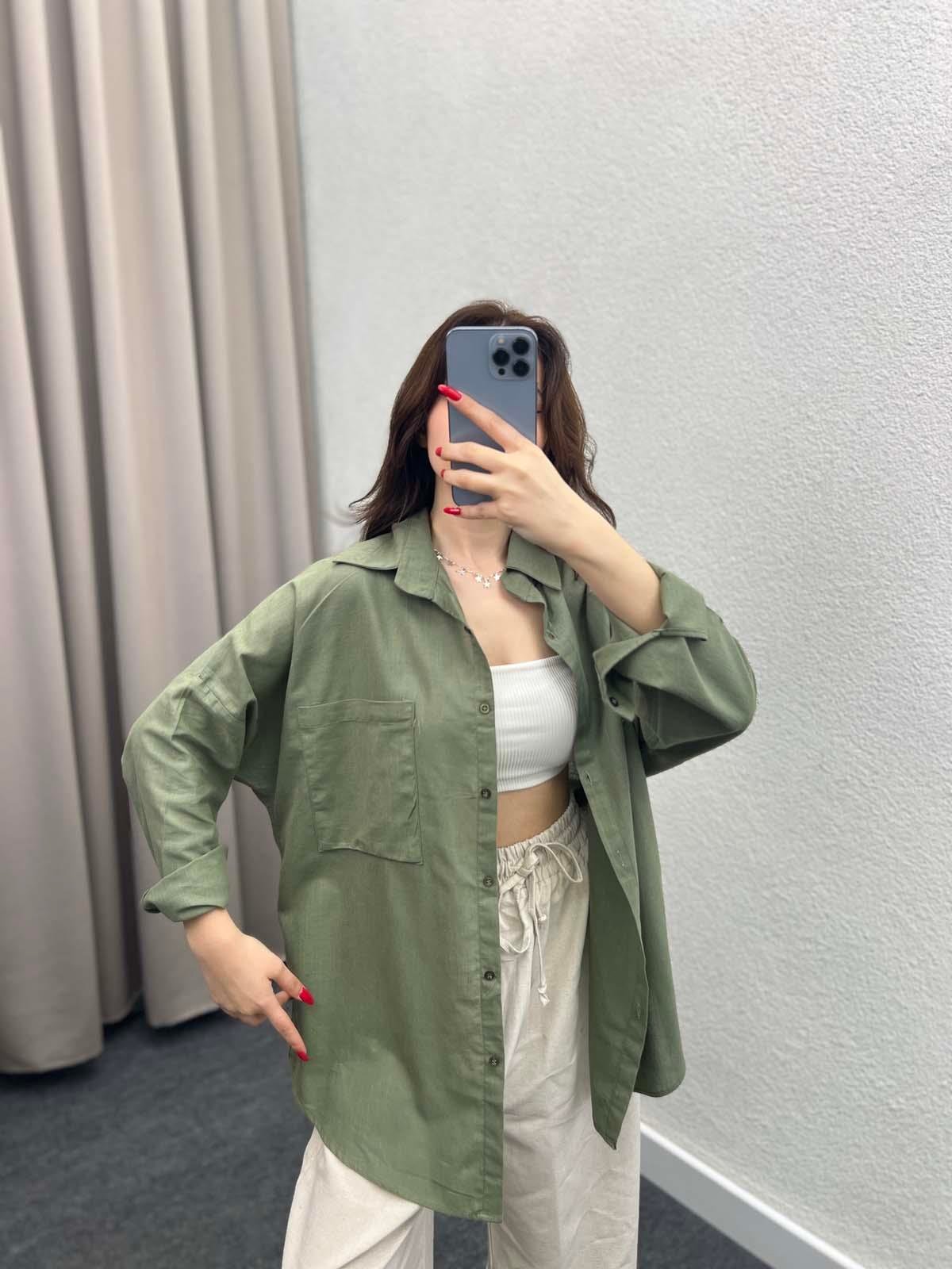 Ham Keten Haki Gömlek