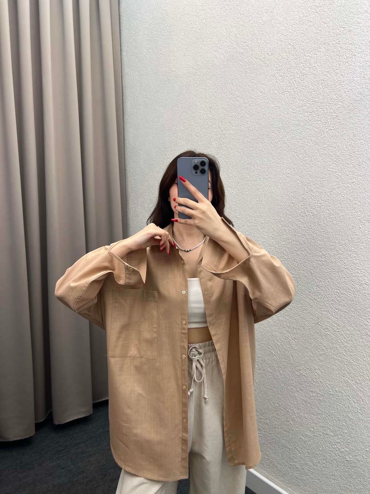 Ham Keten Krem Gömlek