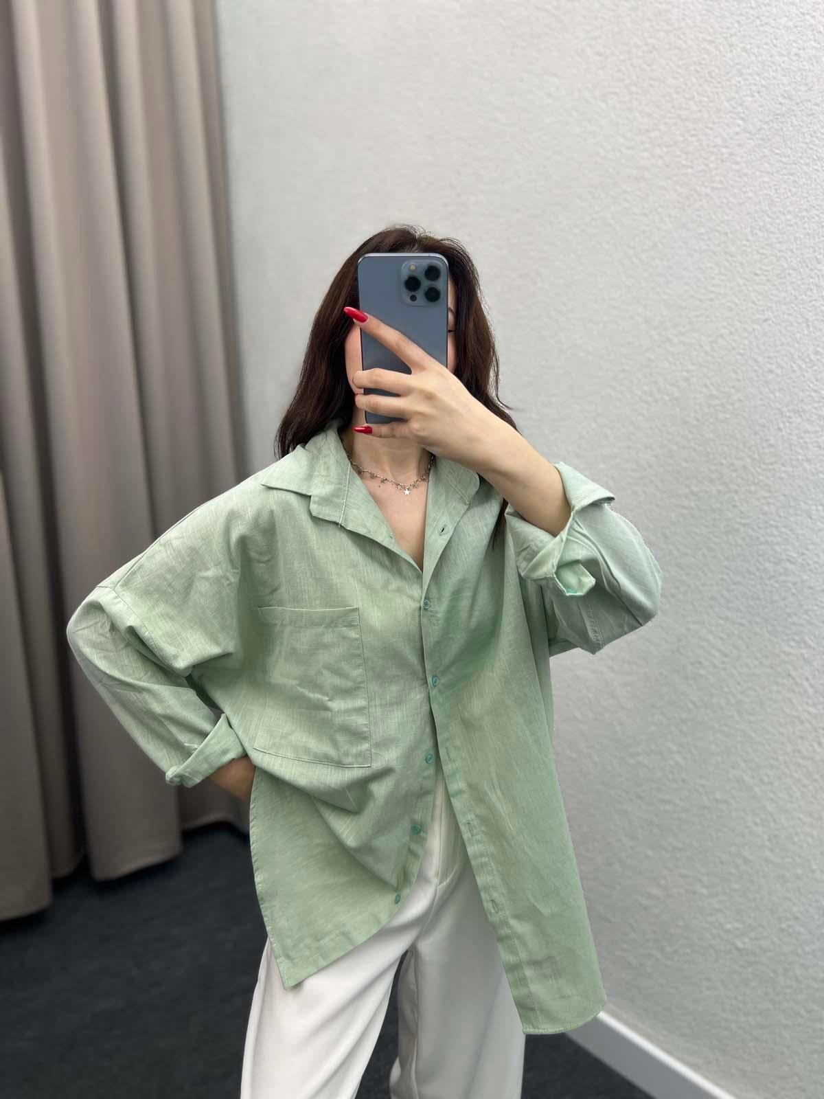 Ham Keten Mint Gömlek