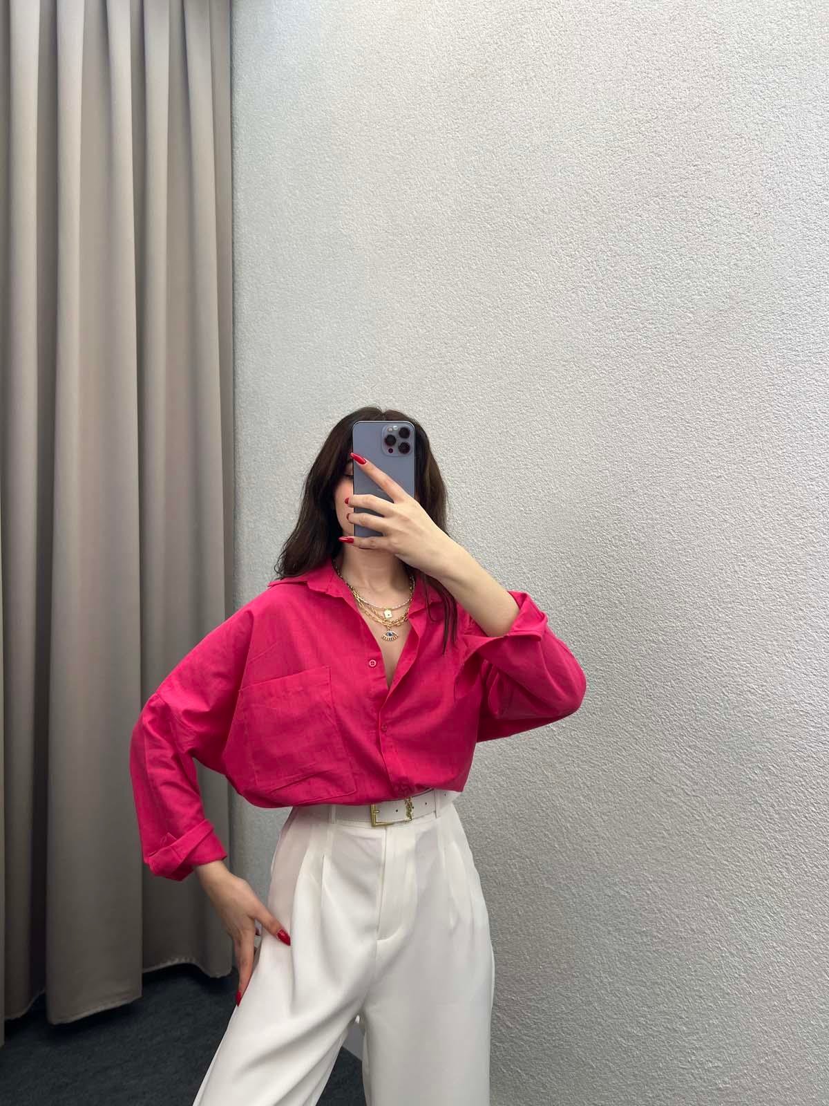 Ham Keten Pembe Gömlek