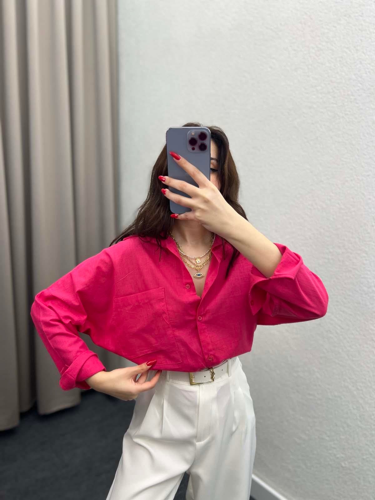 Ham Keten Pembe Gömlek