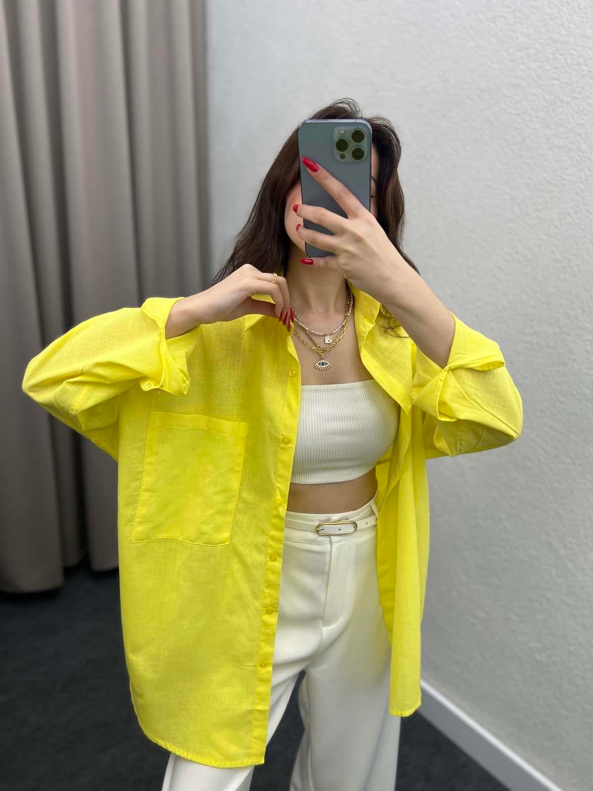 Ham Keten Sarı Gömlek