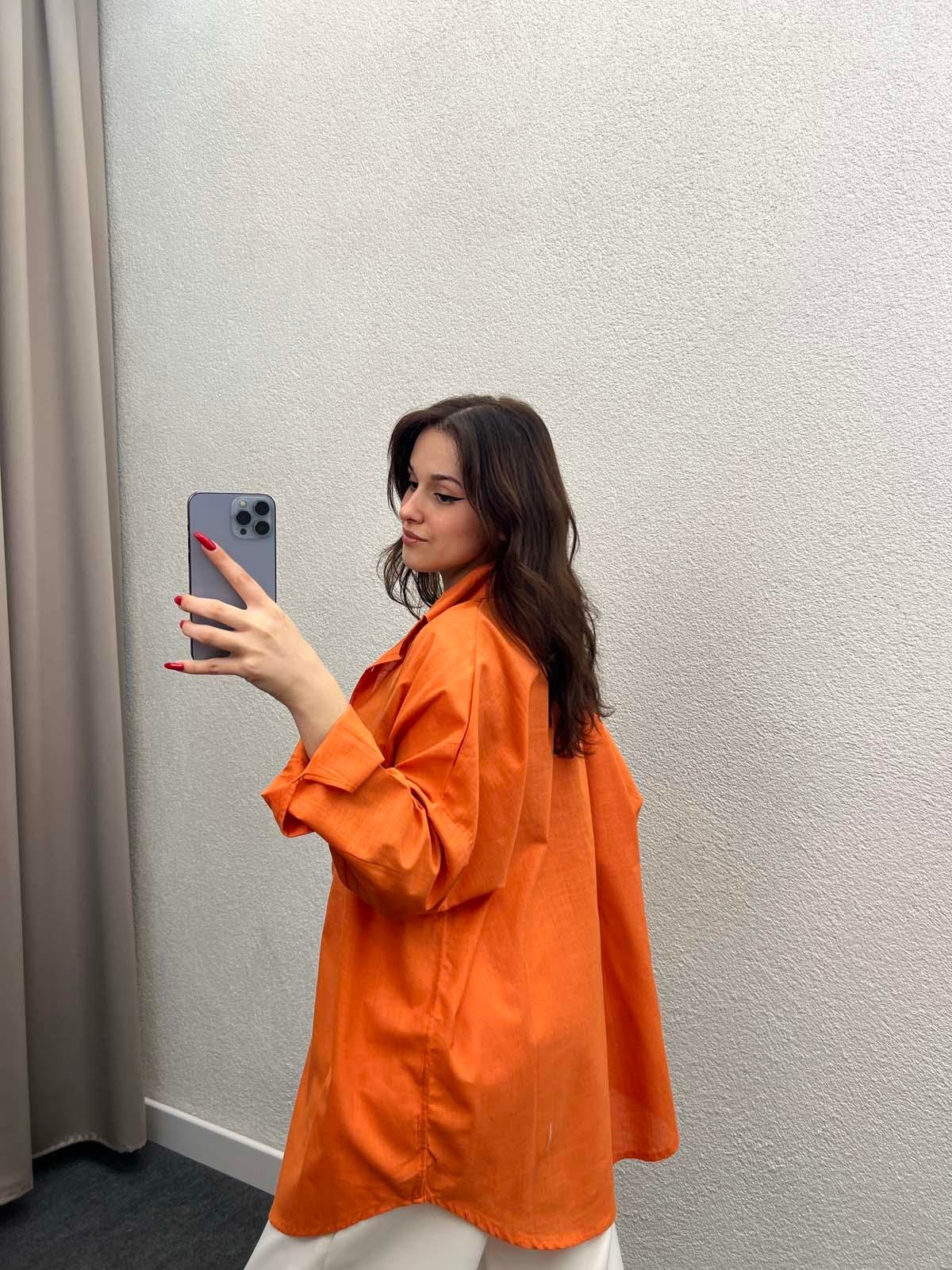 Ham Keten Turuncu Gömlek