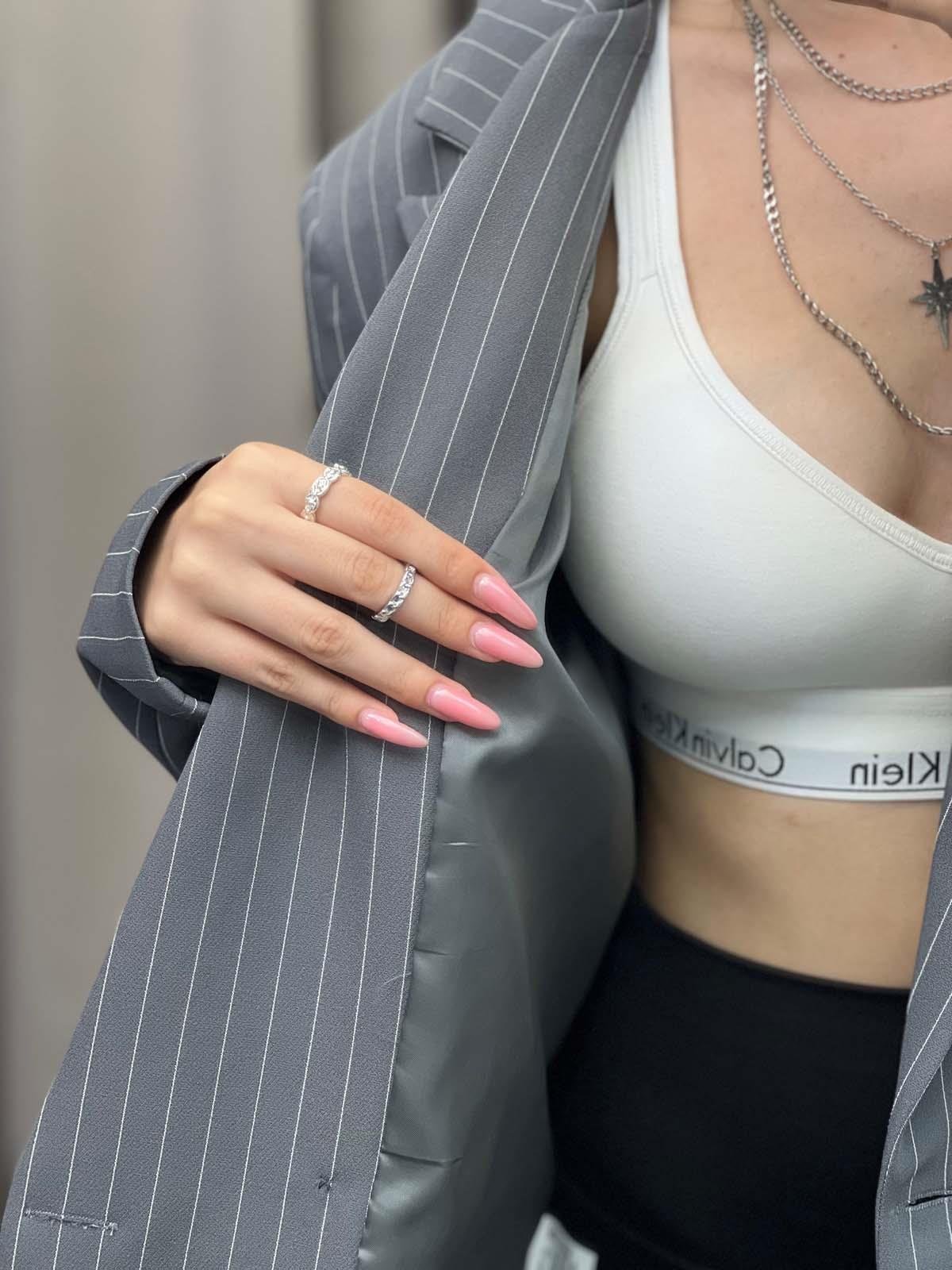 Hathor Çizgli Füme Blazer Ceket