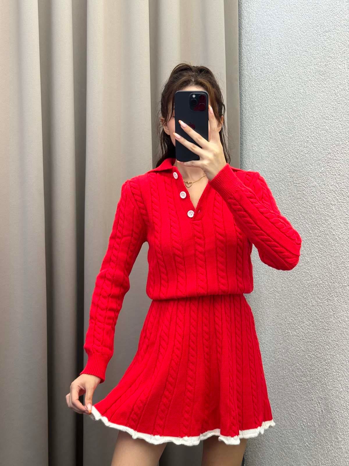 Heide Kırmızı Triko Takım