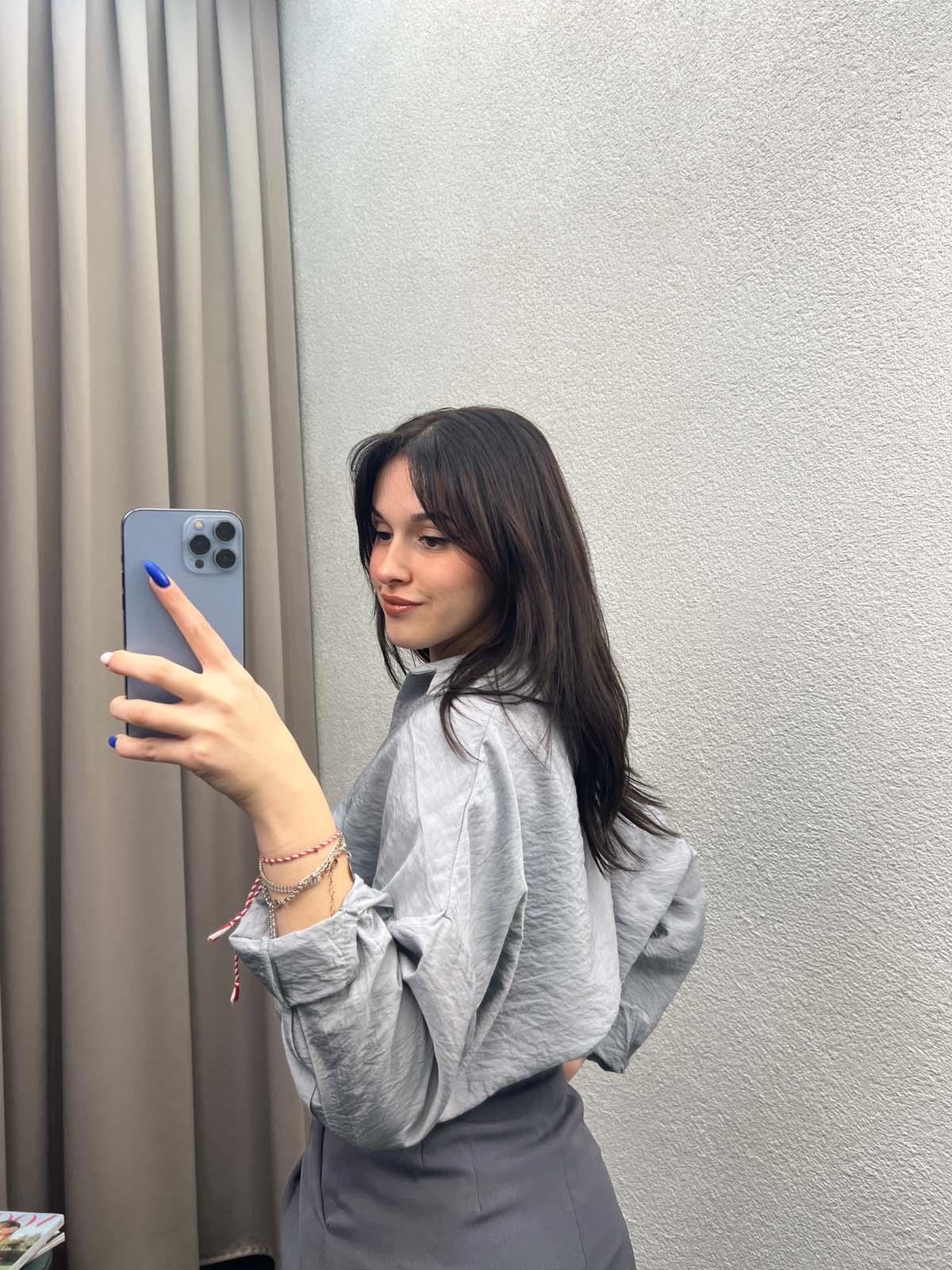 Hein Gri Krinkıl Kumaş Gömlek