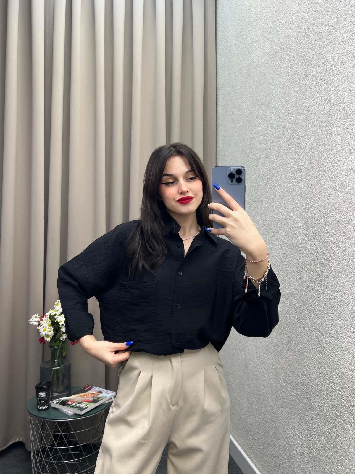 Hein Lacivert Krinkıl Kumaş Gömlek 