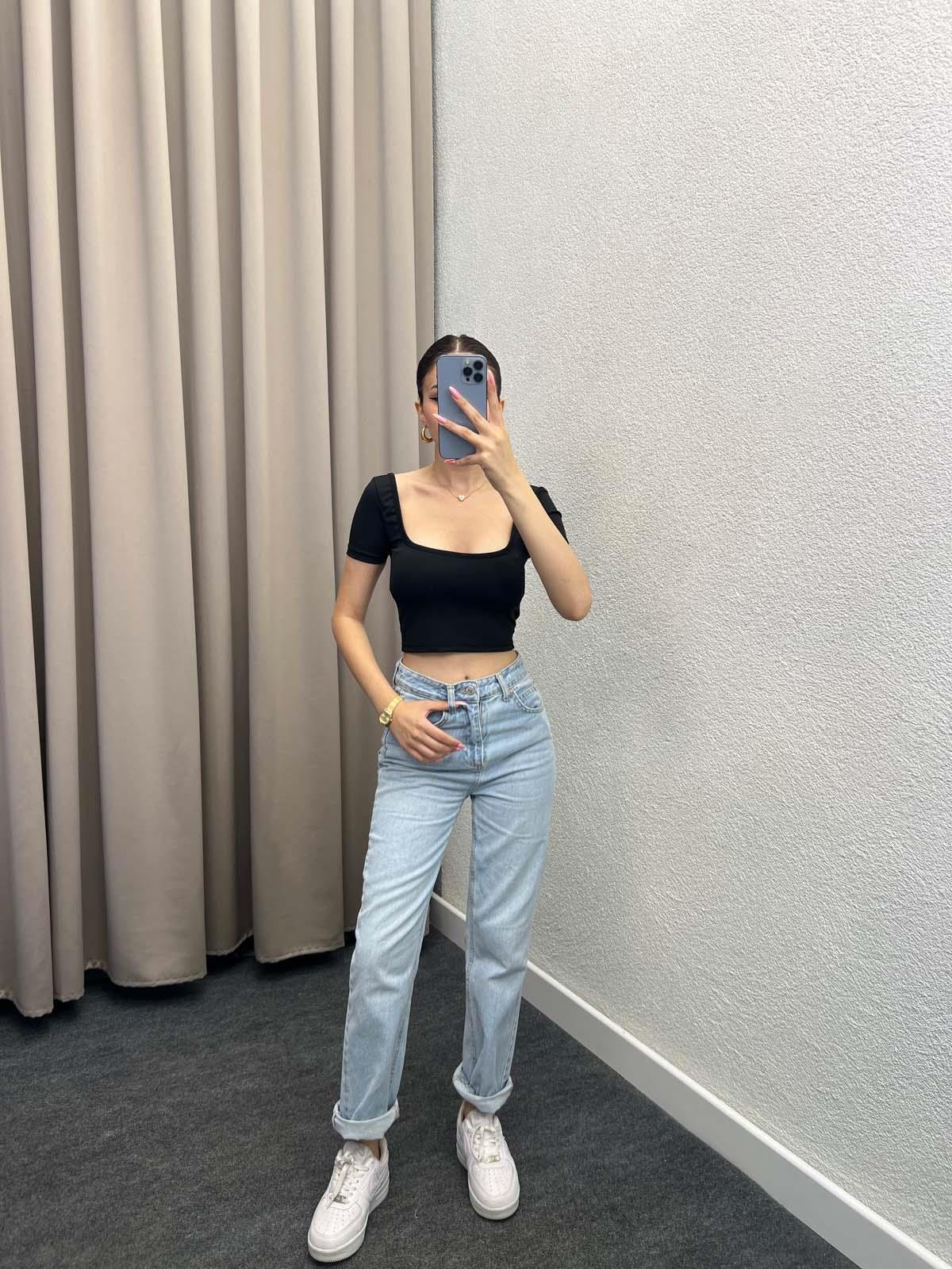 Horea Kare Yaka Siyah Crop