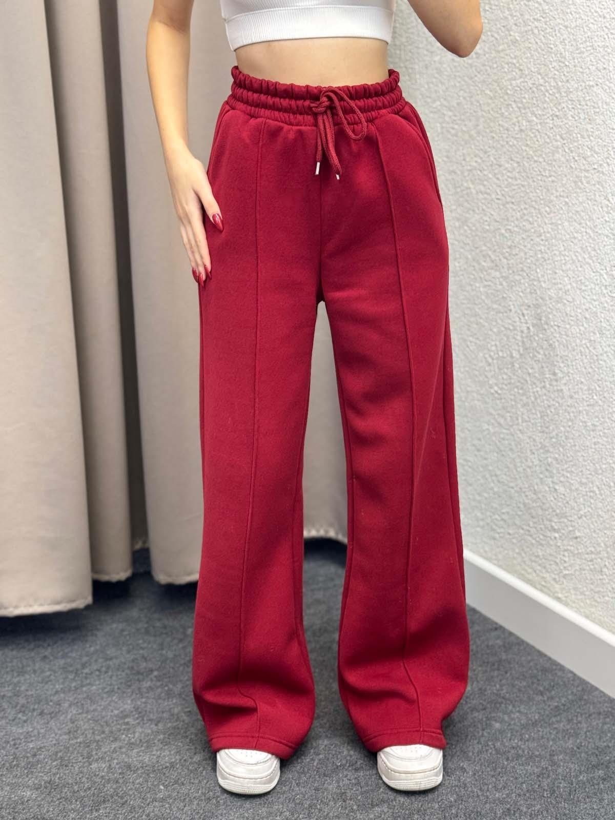 Husky Oversize Yüksek Bel Bordo Eşofman Altı