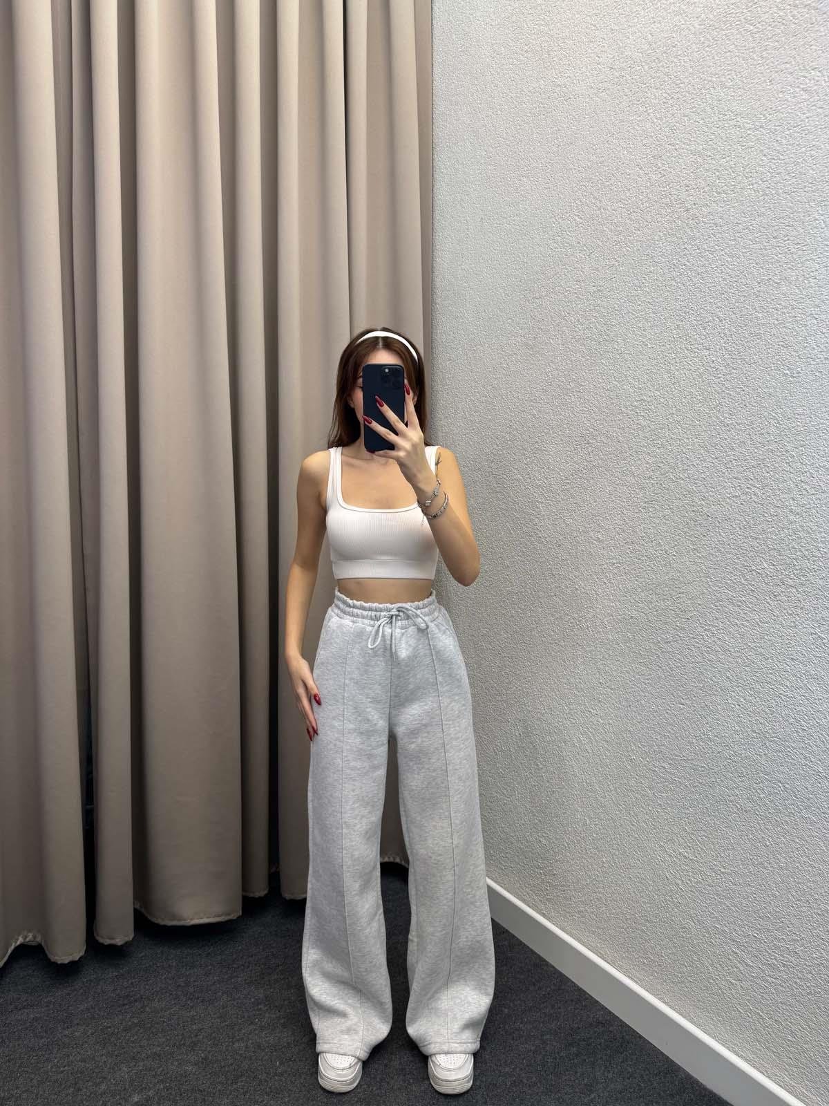 Husky Oversize Yüksek Bel Gri Eşofman Altı