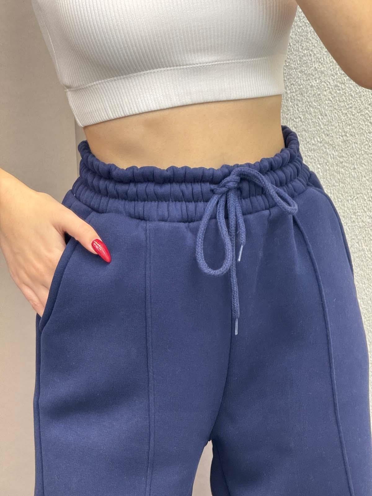 Husky Oversize Yüksek Bel Lacivert Eşofman Altı