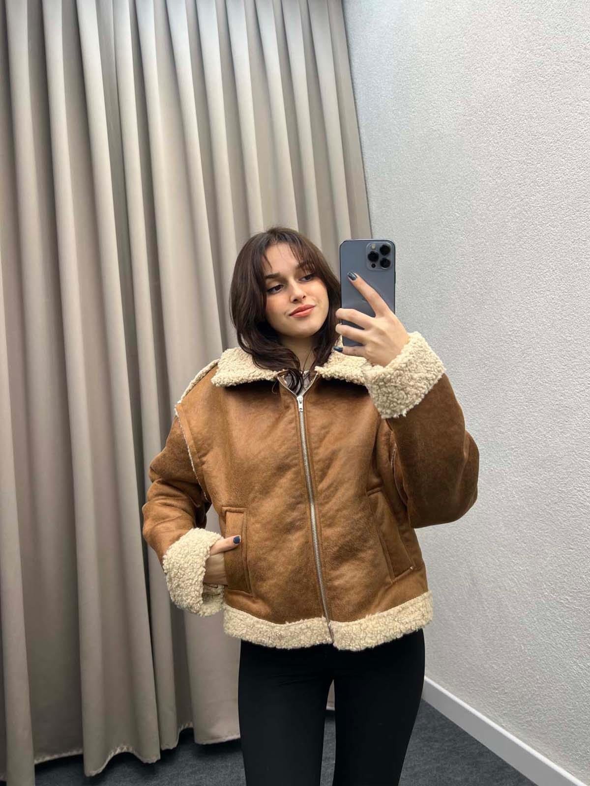 Javen Kahve Süet Mont