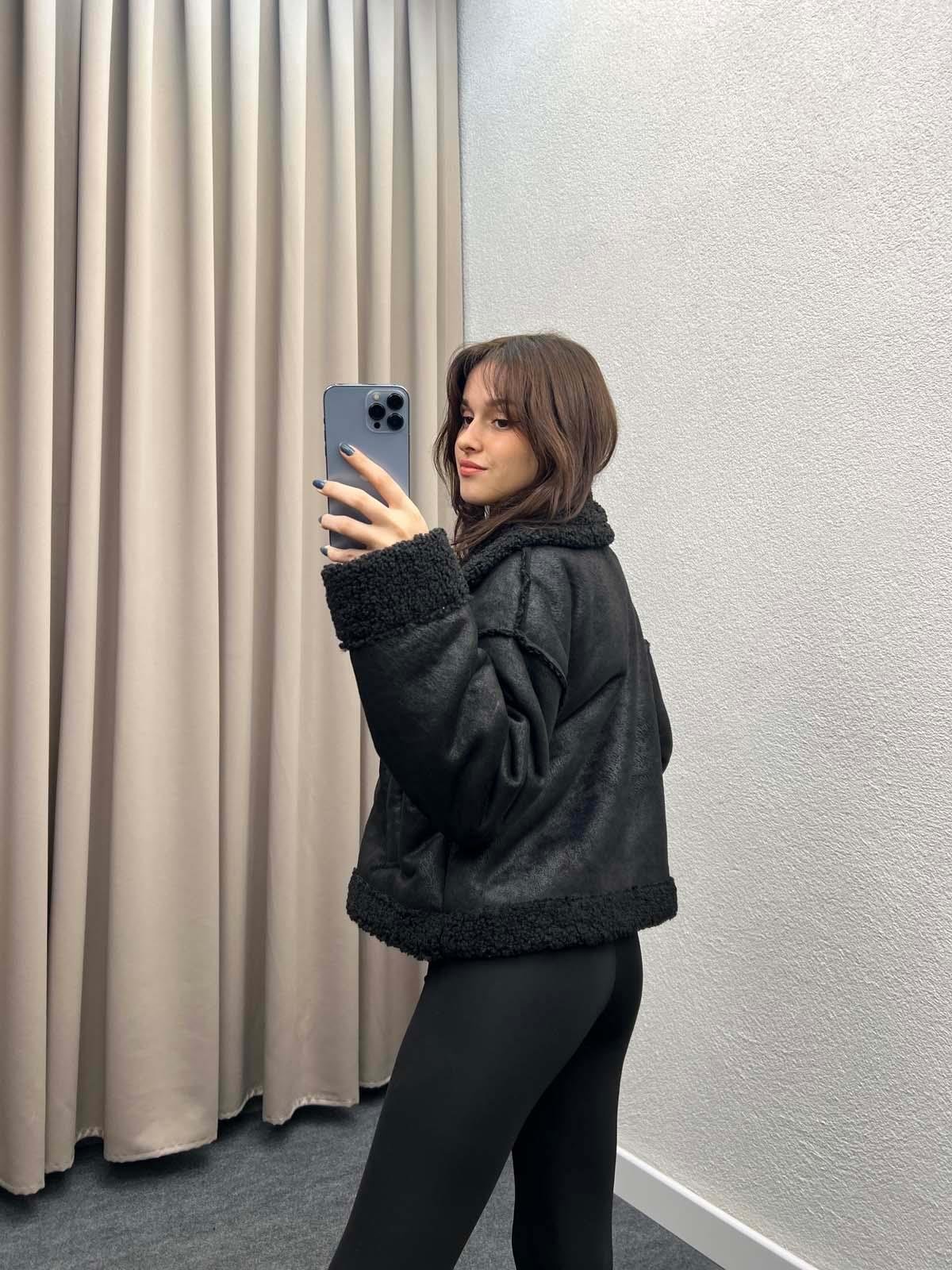 Javen Siyah Süet Mont