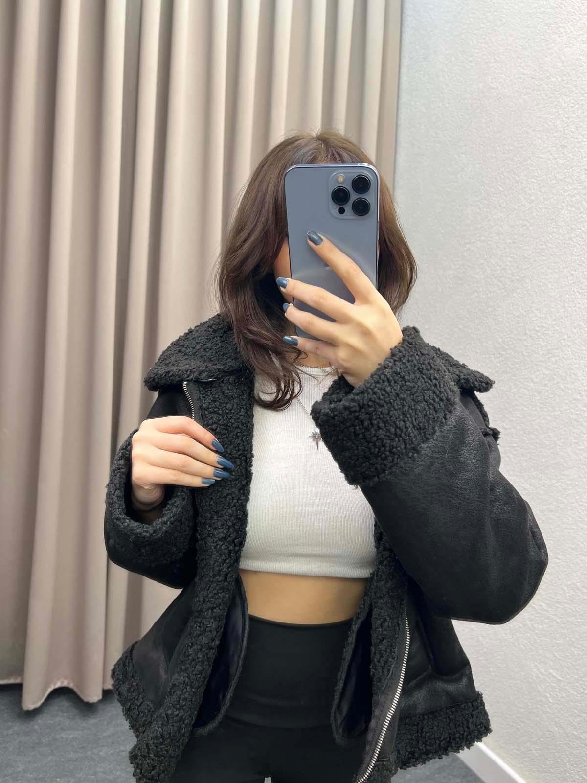 Javen Siyah Süet Mont