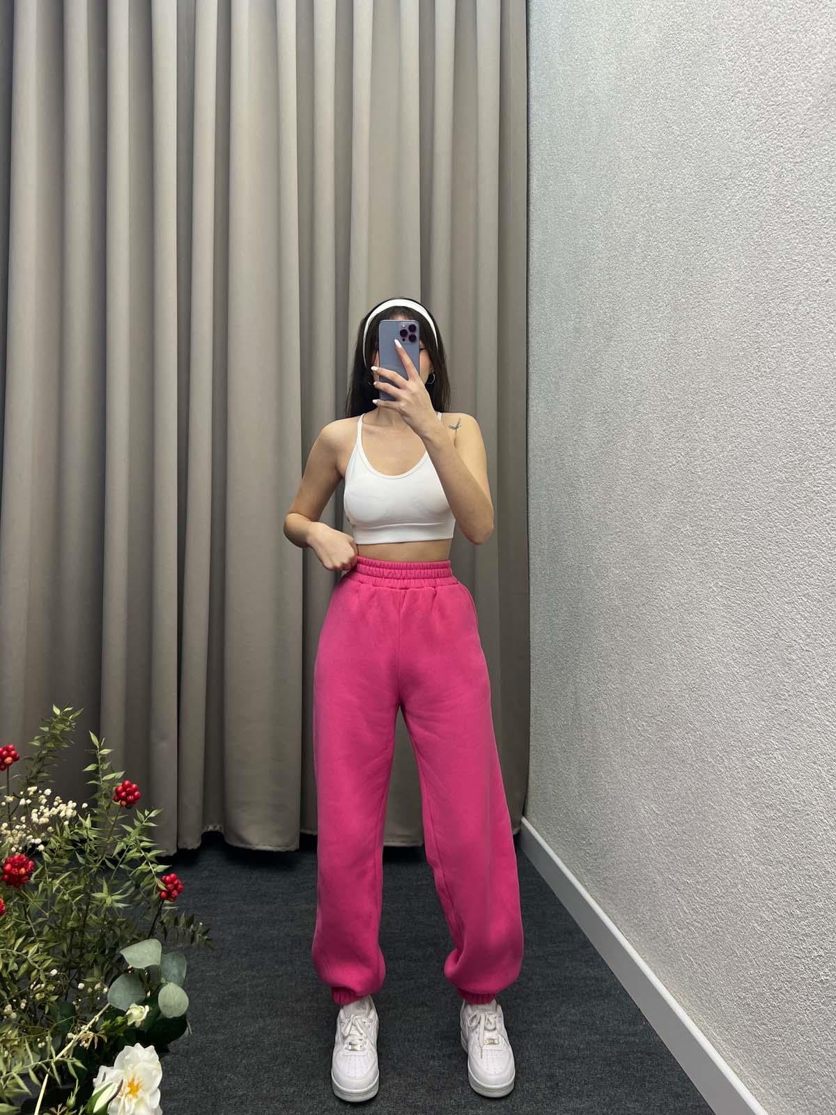 Jey Üç İplik Şardonlu Pembe Jogger
