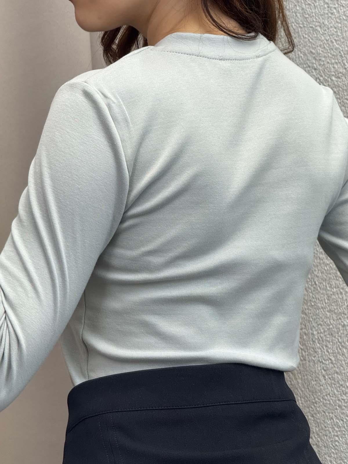 Kadın Basic Uzun Kol Gri Body