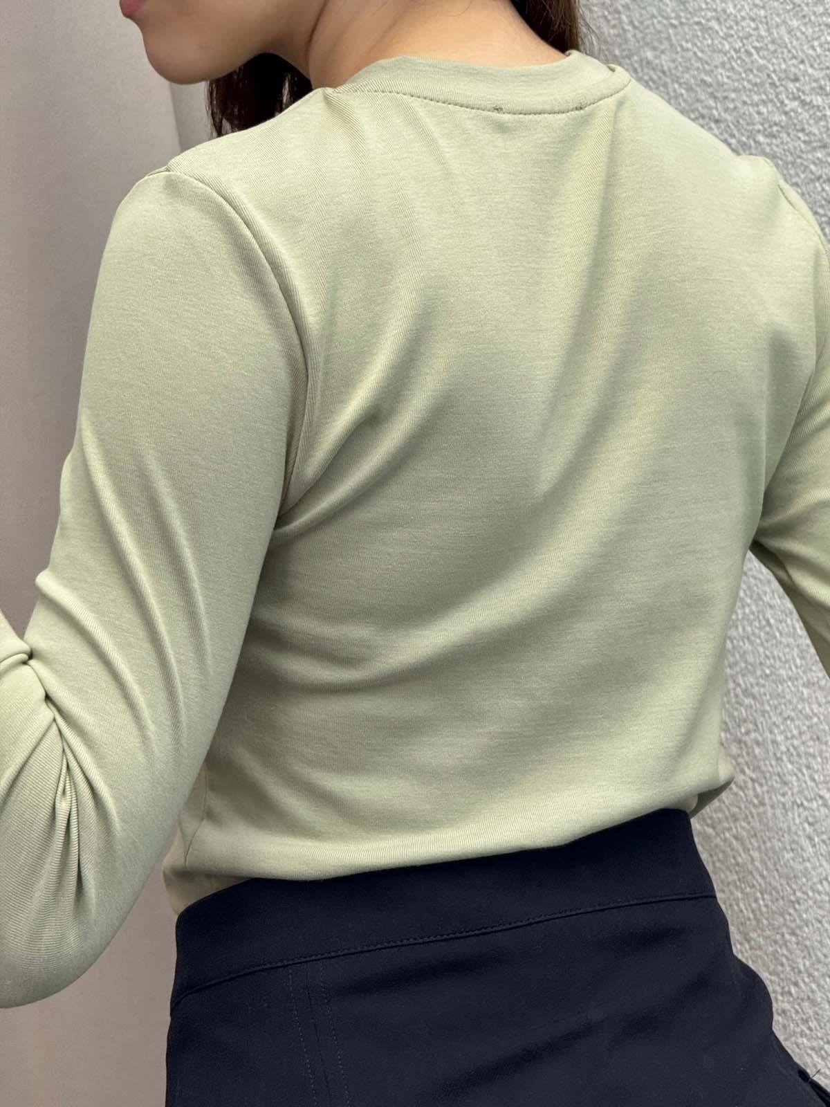 Kadın Basic Uzun Kol Haki Body