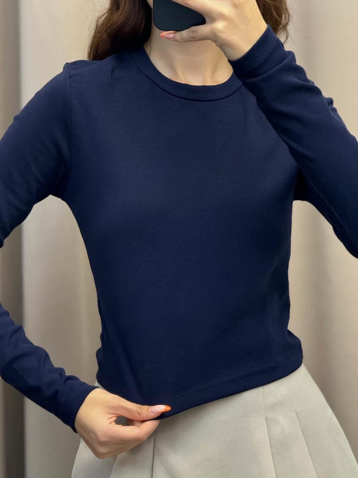 Kadın Basic Uzun Kol Lacivert Body