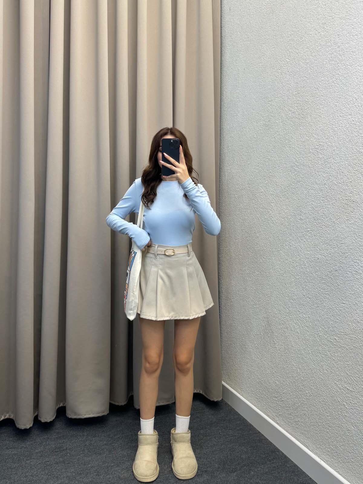 Kadın Basic Uzun Kol Mavi Body