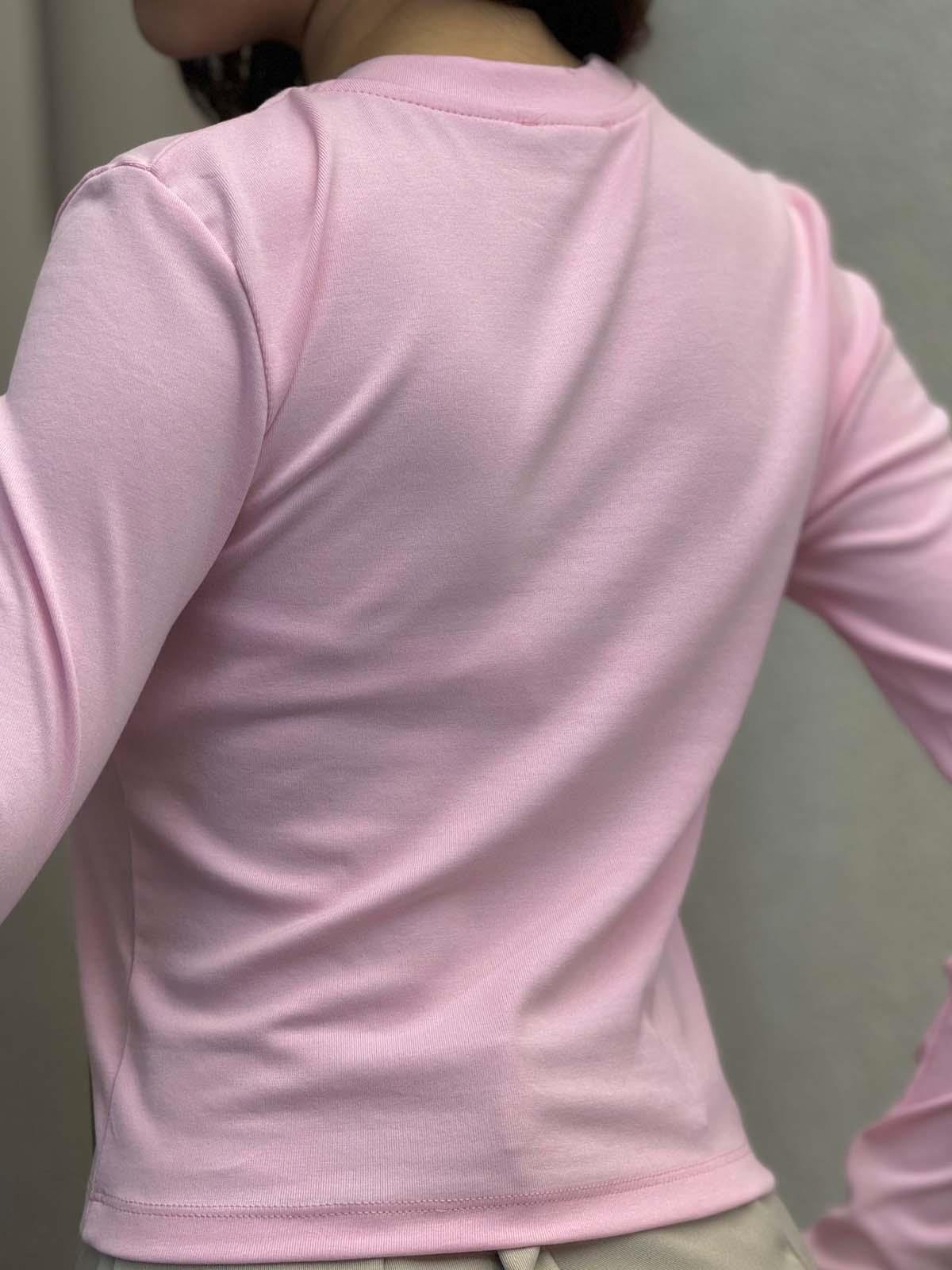 Kadın Basic Uzun Kol Pembe Body