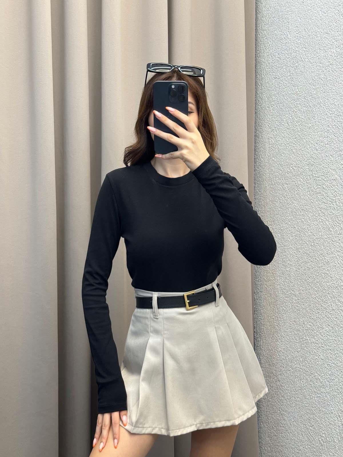 Kadın Basic Uzun Kol Siyah Body