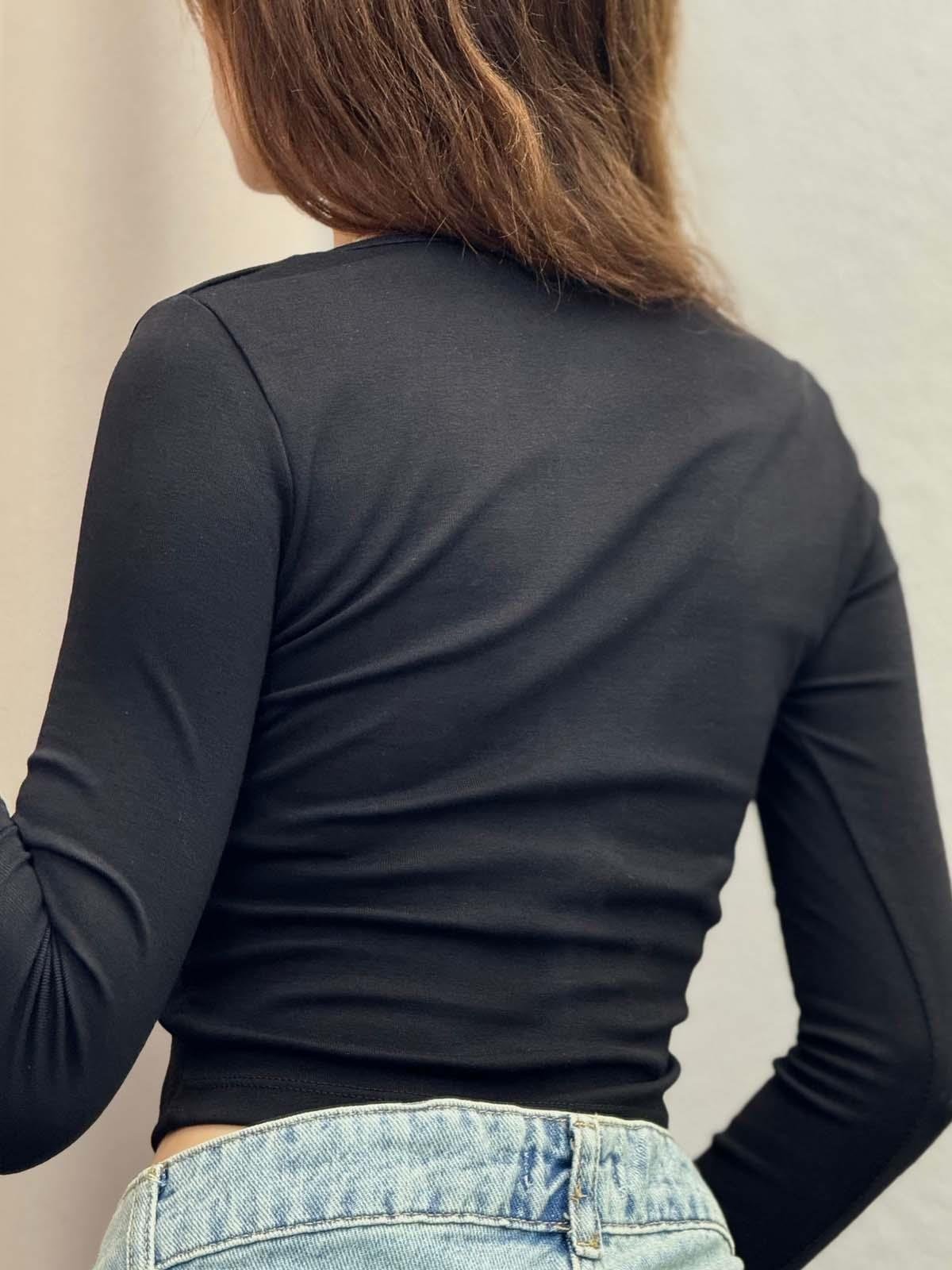 Kadın Kare Yaka Siyah Body