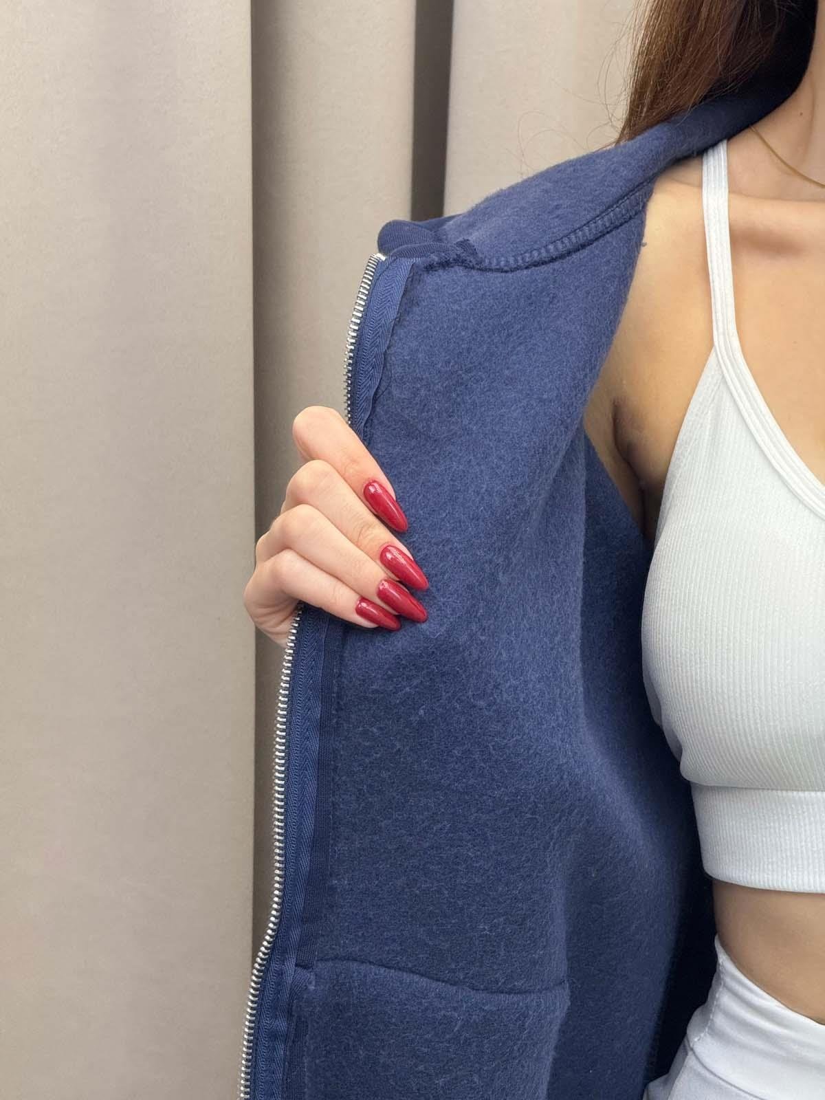 Kassel Üç İplik Şardonlu Oversize Lacivert Hırka
