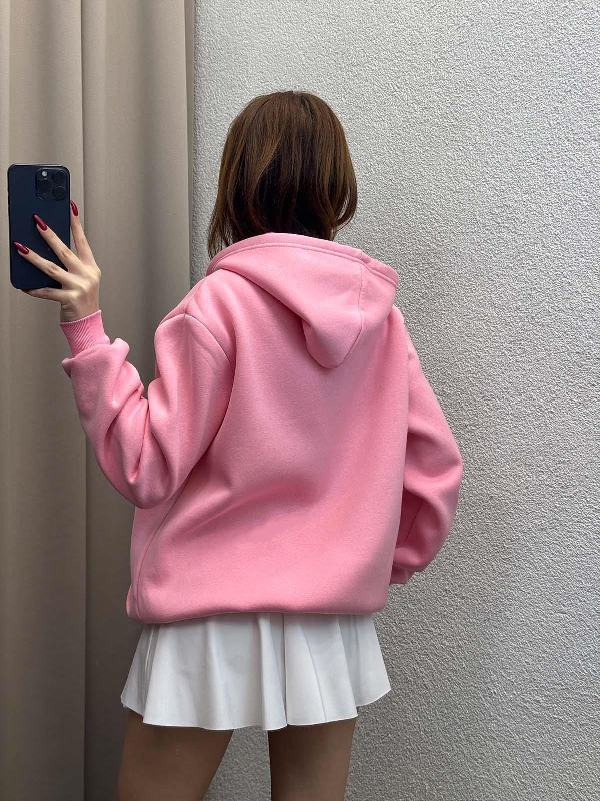 Kassel Üç İplik Şardonlu Oversize Pudra Hırka